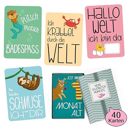 GLÜCKSWOLKE - 40 Baby Meilenstein Karten I Motiv-Auswahl Mädchen oder Junge I hochwertige Meilensteinkarten I Foto Babykarten