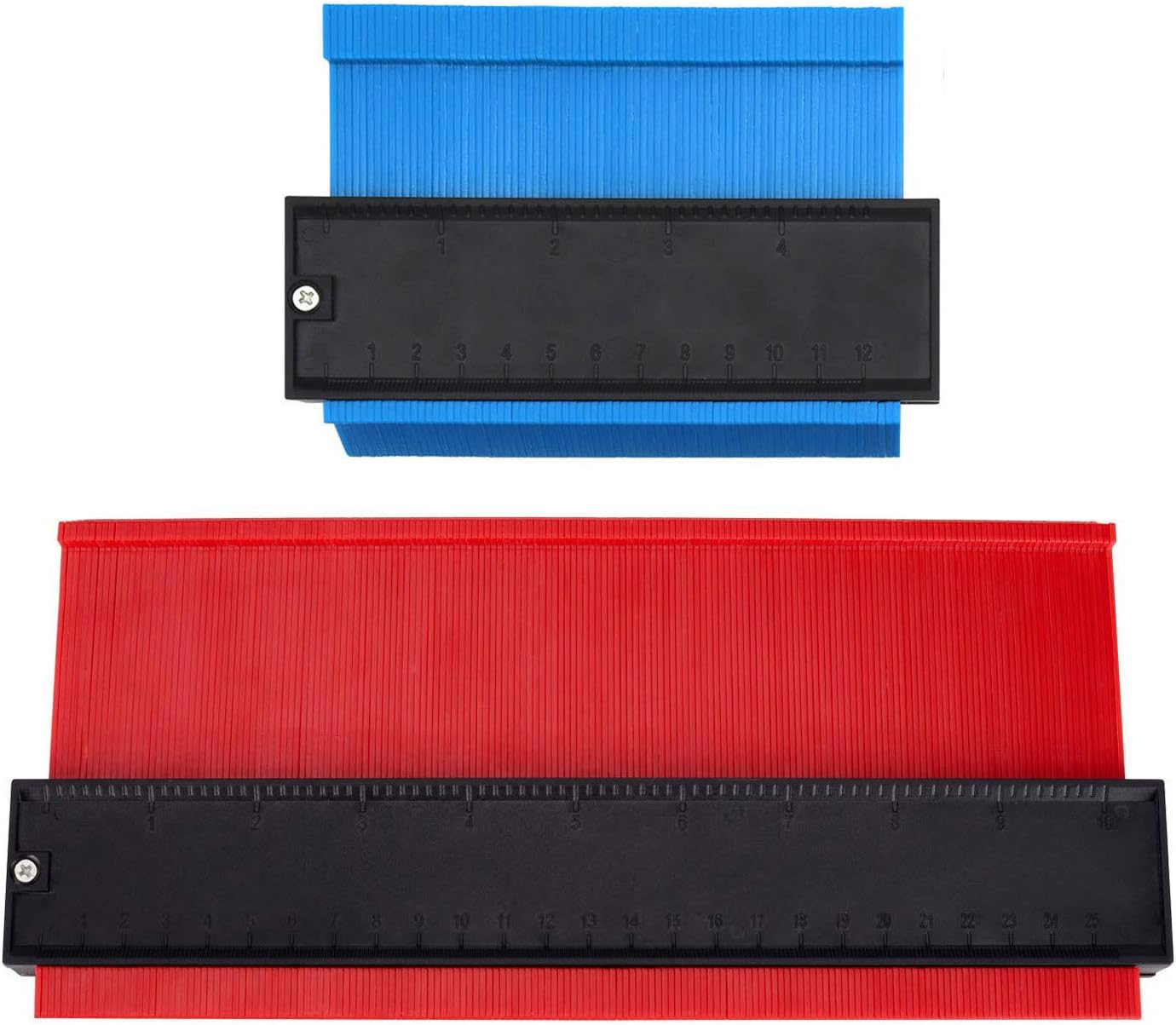 2 Pieces Contour Gauge duplicator 10 inch simple gauge profile gauge 10 Inch Irregular Outline Copy outline gauge tool (10red+5biue)