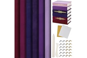 Humyoun Book Binding Cloth Kit, Includes 12''x16'' Bookcover Cloth Fabric 24 Decorative Corners 3 Iron on Vinyl Sheets Bone Folder Tools, Backing Paper,for Old Book DIY Craft Supplies(Purple Series)