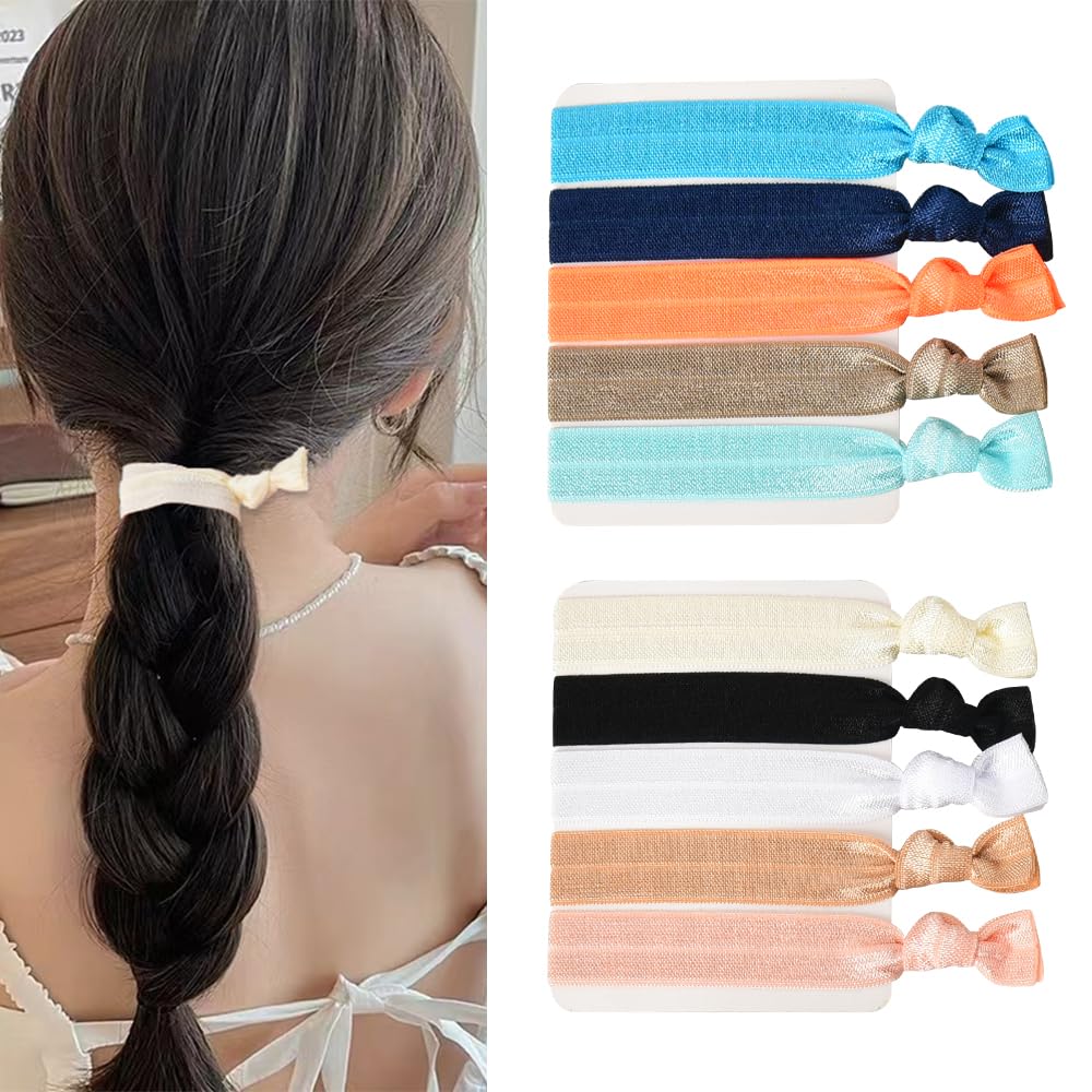 Elastic Hair Ties for Women Girls No Crease Elastic Hair Ties for Sister Hair Ponytail Holders for Women Elastic Hair Ties Ponytail Holders for Thick Fine Hair Accessories of 10 PCS