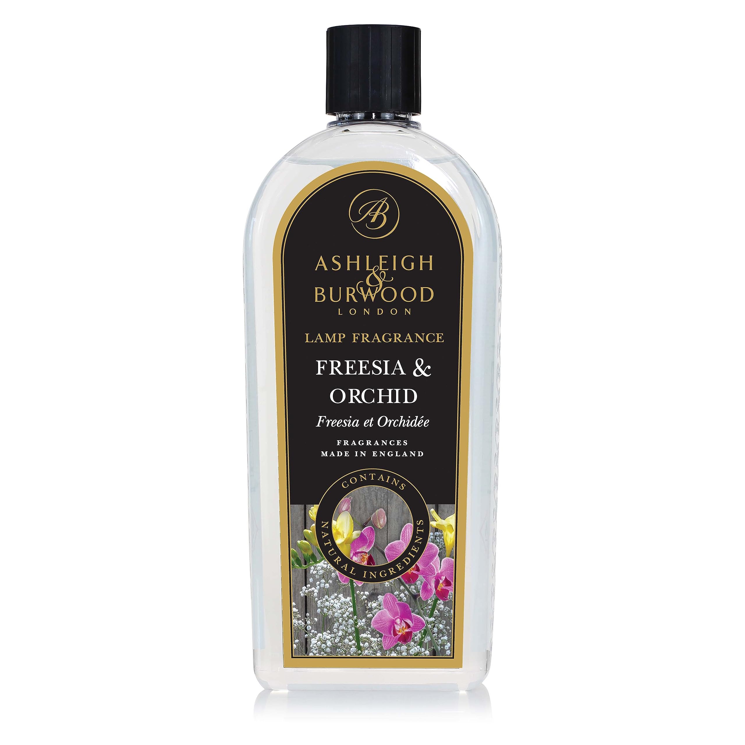 ASHLEIGH & BURWOOD - Freesia & Orchid Lamp Fragrance - 1000 mL - UK-Made, Purifies and Perfumes Air - Floral Scent with Orange and Grapefruit - Natural Ingredients - Burning Time 40 Hours