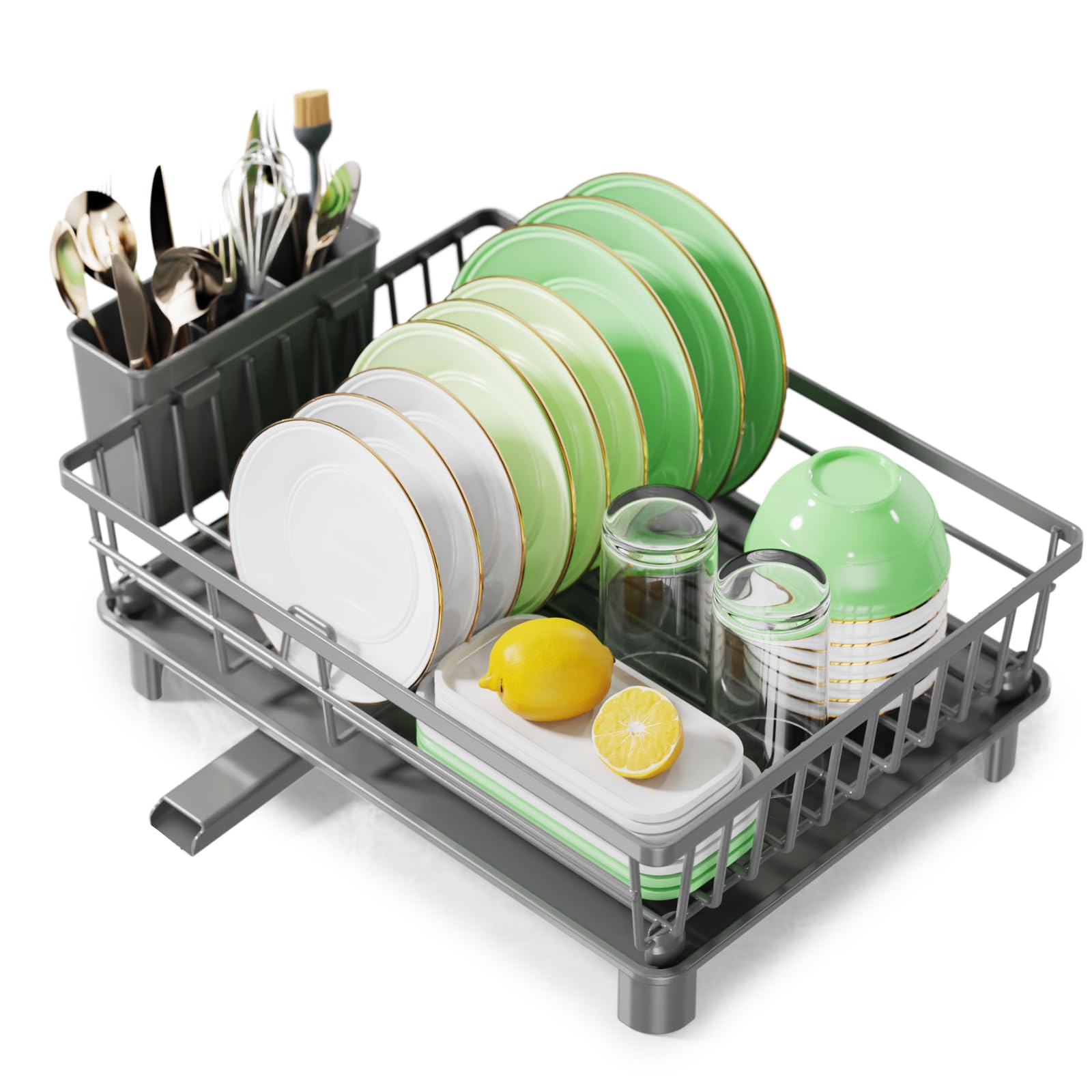 CosyPic Dish Drying Rack, Stainless Steel Drainer Rack with Drainboard ...