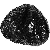 TENDYCOCO Sparkling Black Sequin Beret for Women - Lightweight Fashion Beanie Hat for Dance Costume Party and Stage Performance Accessories