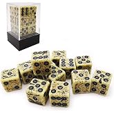 Bescon Old Looking Ancient Bone Dice D6 16mm 12pcs Set, 16mm Six Sided Die (12) Block of Stone Dice
