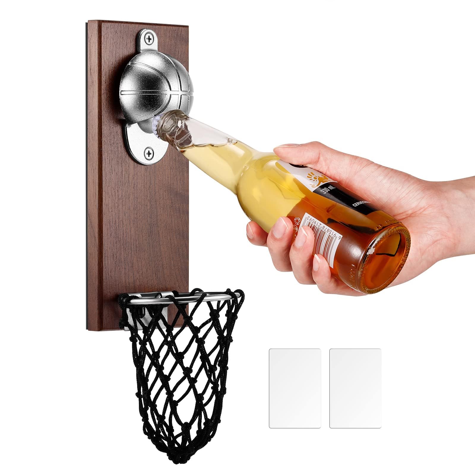 OURLITIME Basketball Shot Bottle Opener with Pocket Wall Mounted Home Decor Can Wine Beer Opener Magnet Kitchen Gadget Bar Party Supply