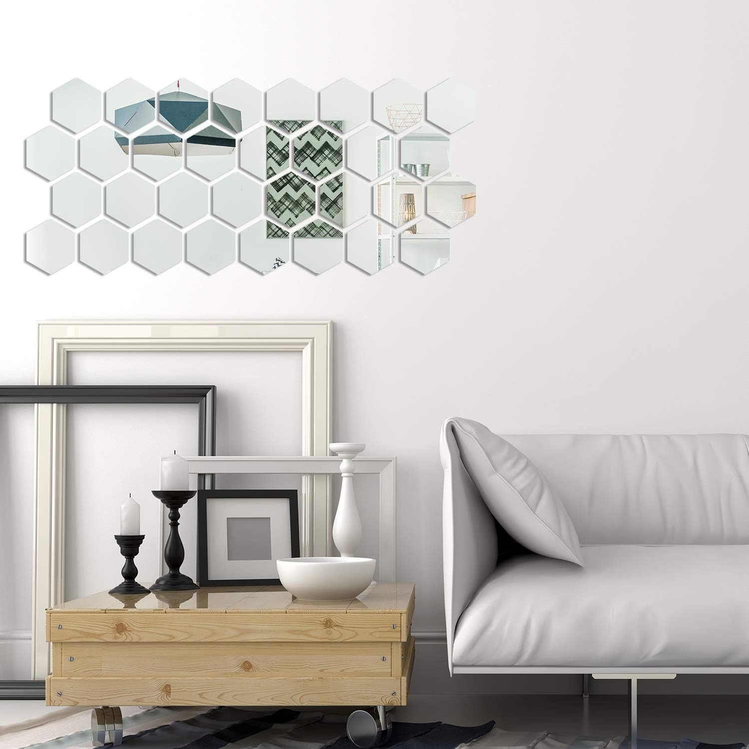 32 Pieces Removable Acrylic Mirror Setting Wall Sticker Decal for Home Living Room Bedroom Decor (10 x 8.6 x 5 cm) - - 