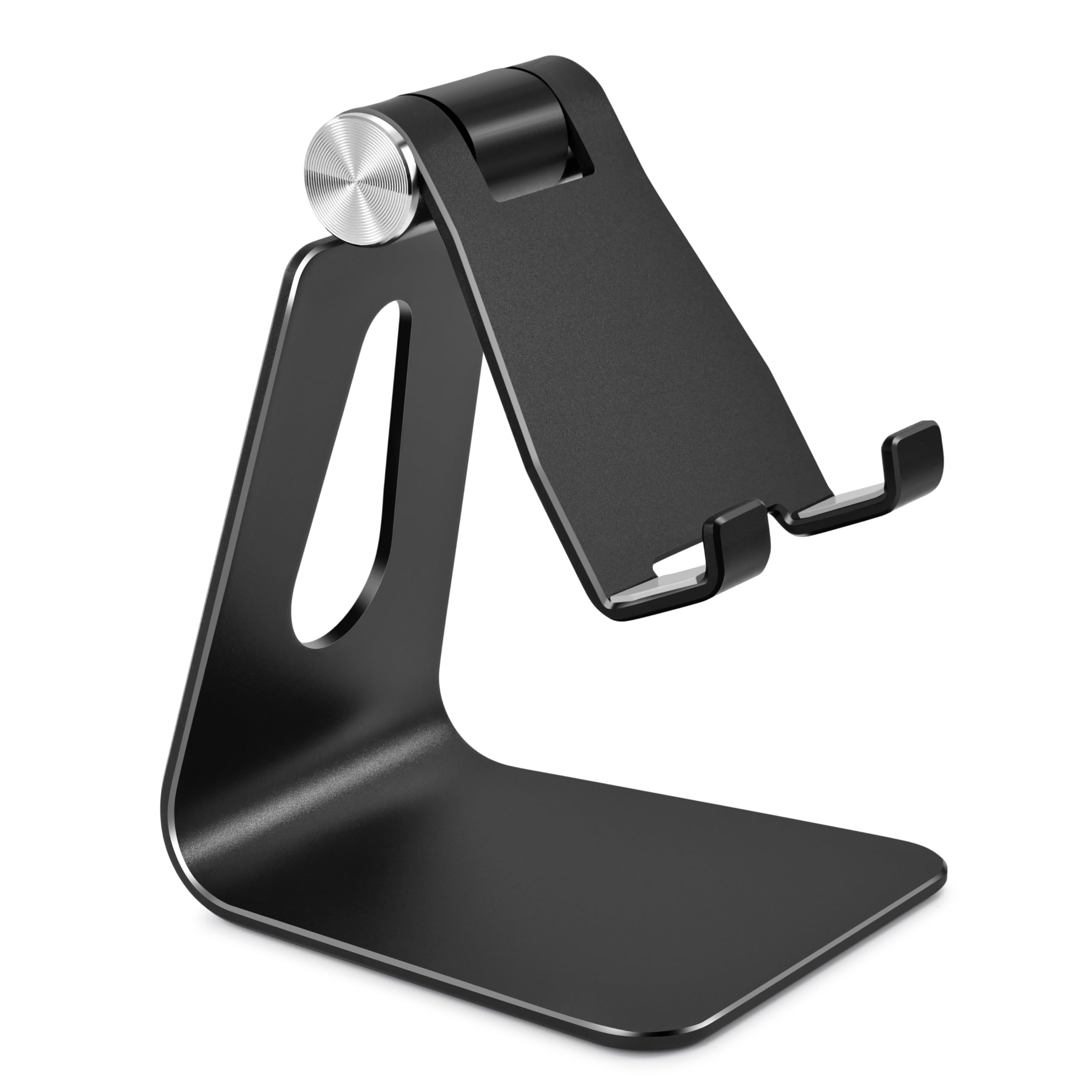 Bidponds Phone Stand,Adjustable Cell Phone Stand for Desk,Aluminum Alloy Cell Phone Cradle Cell Phone Holder for Desk,Black