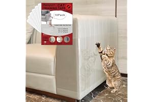 Rwoyurr 10 Pack Anti Cat Scratch Furniture Protector, Extra Large Couch Sofa Protectors from Cat Claws, Single Sided Adhesive Pet Scratch Furniture Guard Shield Deterrent Clear Cat Training Tape