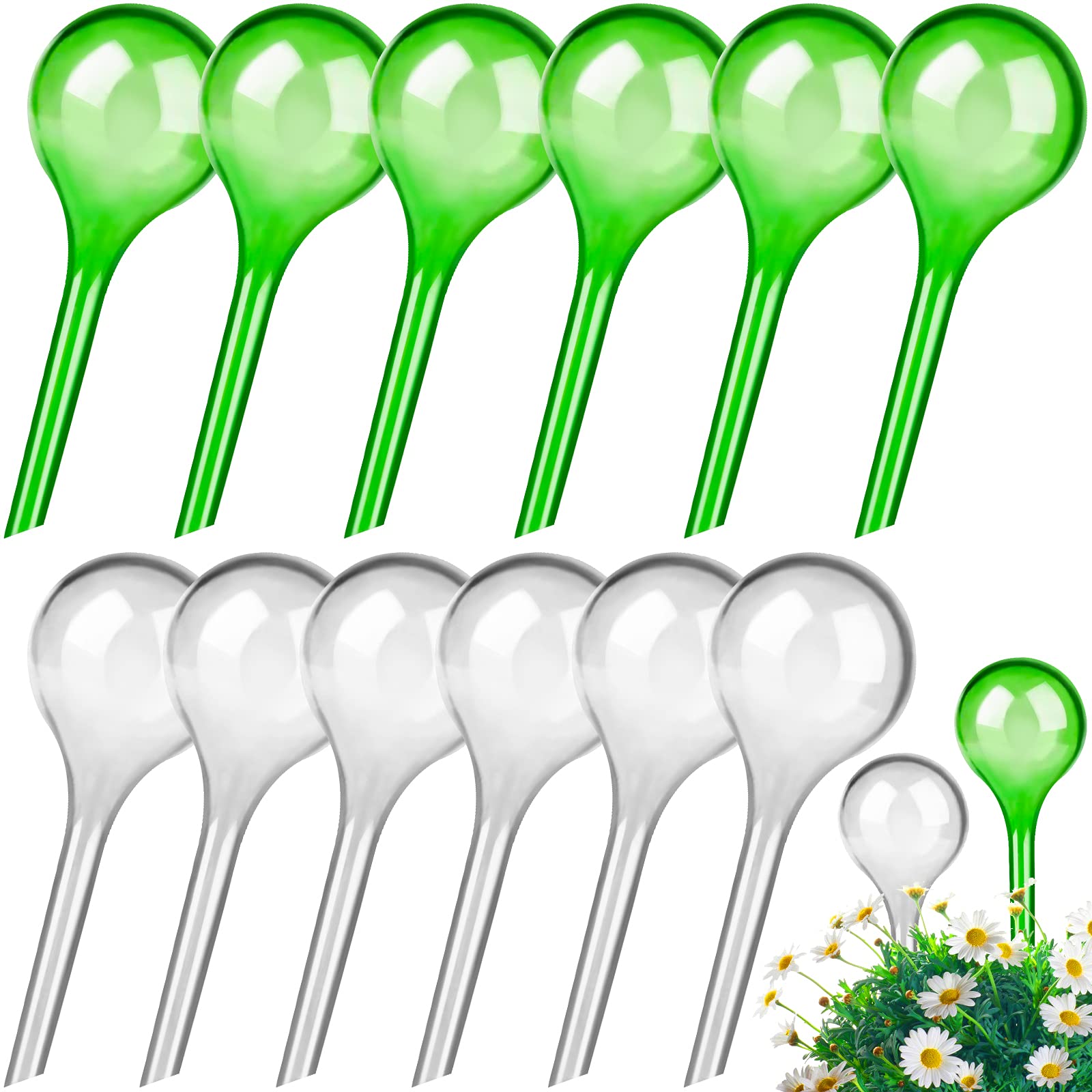 LOCOLO 12-Count Small Watering Globes Plant Watering Globes Automatic Watering Bulbs Houseplant Plant Pot Bulbs Garden Watering PVC Self Watering Irrigation Drippers for Garden