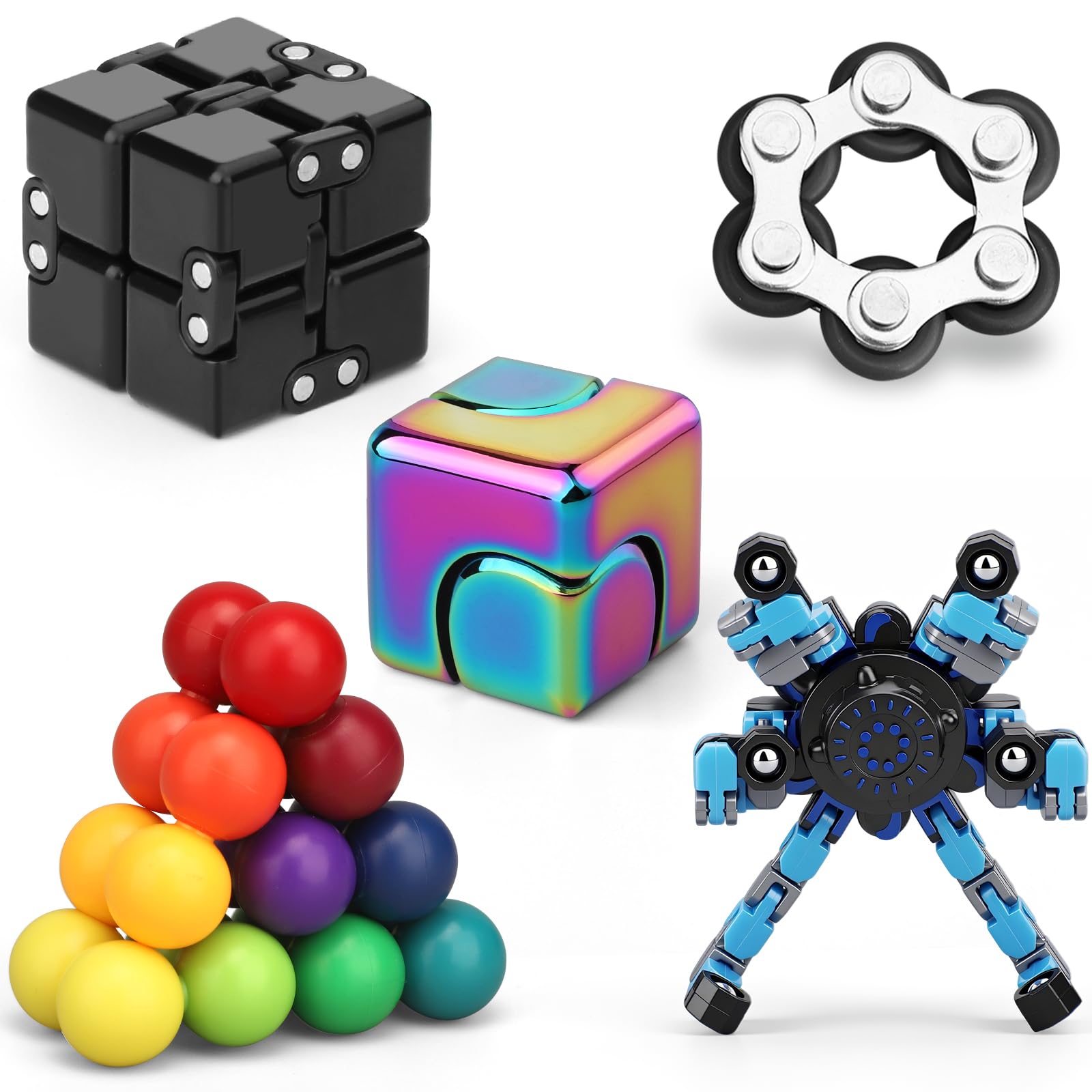 Fidget Spinner Pad Controller Infinity Cube Roller Chain Toy Pack for Adults, Magnet Stone Ball Metal Hand Spinners Toys Cool EDC Gadget Stress Relief Birthday Stuffer Gift Party Favor โ image 1