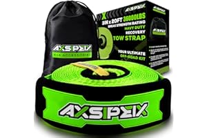 AXSIPEIX Heavy Duty Recovery Tow Strap 3 in x 20ft (36,000 lbs), Heavy Duty Reinforced Draw String, Storage Bag are Included, Triple Reinforced Loop Straps, Truck, SUV, ATV Off Road Accessories