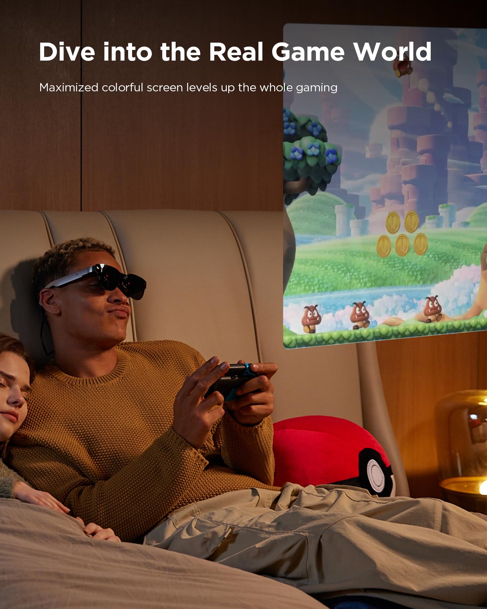 RayNeo Air 3s Pro Glasses & USB-C Adapter Bundle - 201'' 1200 Nits 120Hz HueView 2.0 Video Display Glasses