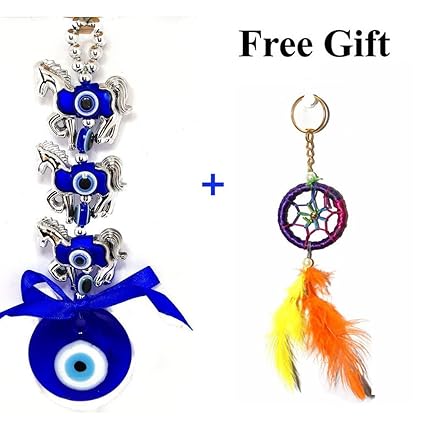 Odishabazaar Evil Eye Three Horse Hanging For Good Luck And Prosperity Horse Zodiac