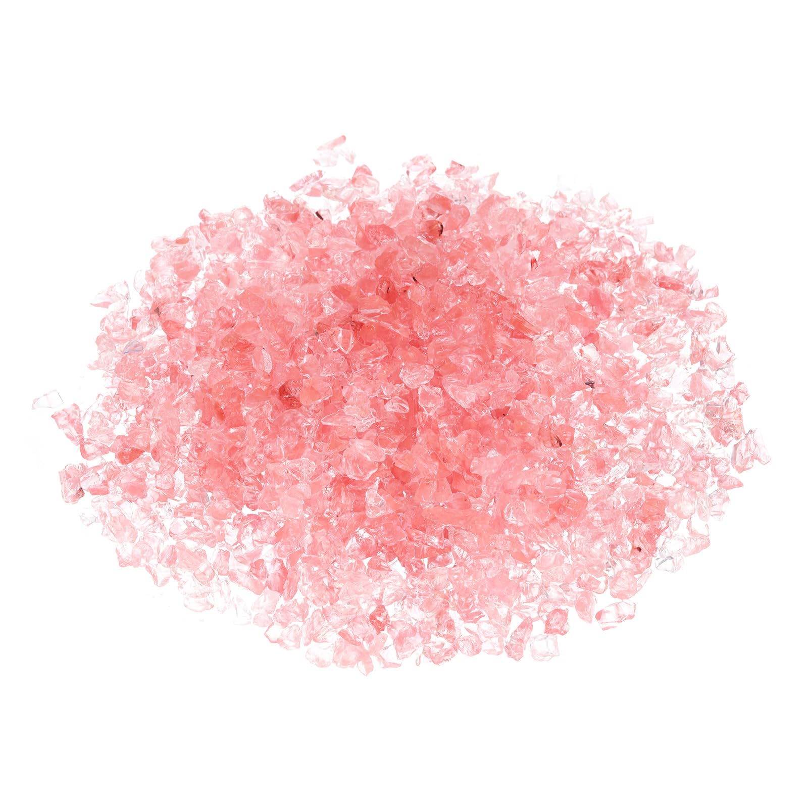 Photo 1 of uxcell 0.66 Pound Fire Glass Stone, 3-6mm High Luster Reflective Fire Pit Glass Rocks for Fireplace Fire Pit Table Home Garden Decoration, Vase Filler, Landscaping, Pink
