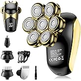 SHPAVVER Head Shavers for Bald Men: 5-in-1 Upgraded Electric Razor - IPX7 Waterproof Shaving Grooming Kit for Balder - Turbo Speed & Precision Blades Valentine's Day Gifts (Glossy Gold)