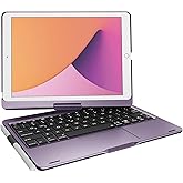 pekarejue Wireless Keyboard Case for 2021 Apple iPad 10.2 inch 9th 8th 7th, iPad Air 3rd and iPad Pro 10.5 2nd Generation: Rotatable Pencil Holder Trackpad RGB Backlit Metallic Purple