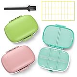 3 Pack 8 Compartments Travel Pill Box,Pill