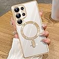 ZIYE Magnetic Case for Samsung Galaxy S25 Ultra 6.8" [Compatible with MagSafe] Full Camera Lens Protection, Clear Luxury Soft TPU Bumper Drop Protective Case for Women Men, Gold