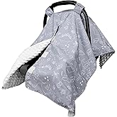 Car Seat Covers for Babies, Peekaboo Opening Infant Car Seat Canopy for Baby Boys Girls, 2 in 1 Mom Nursing Breastfeeding Covers, Minky Warm Carseat Canopy for Newborn, Dinosaur