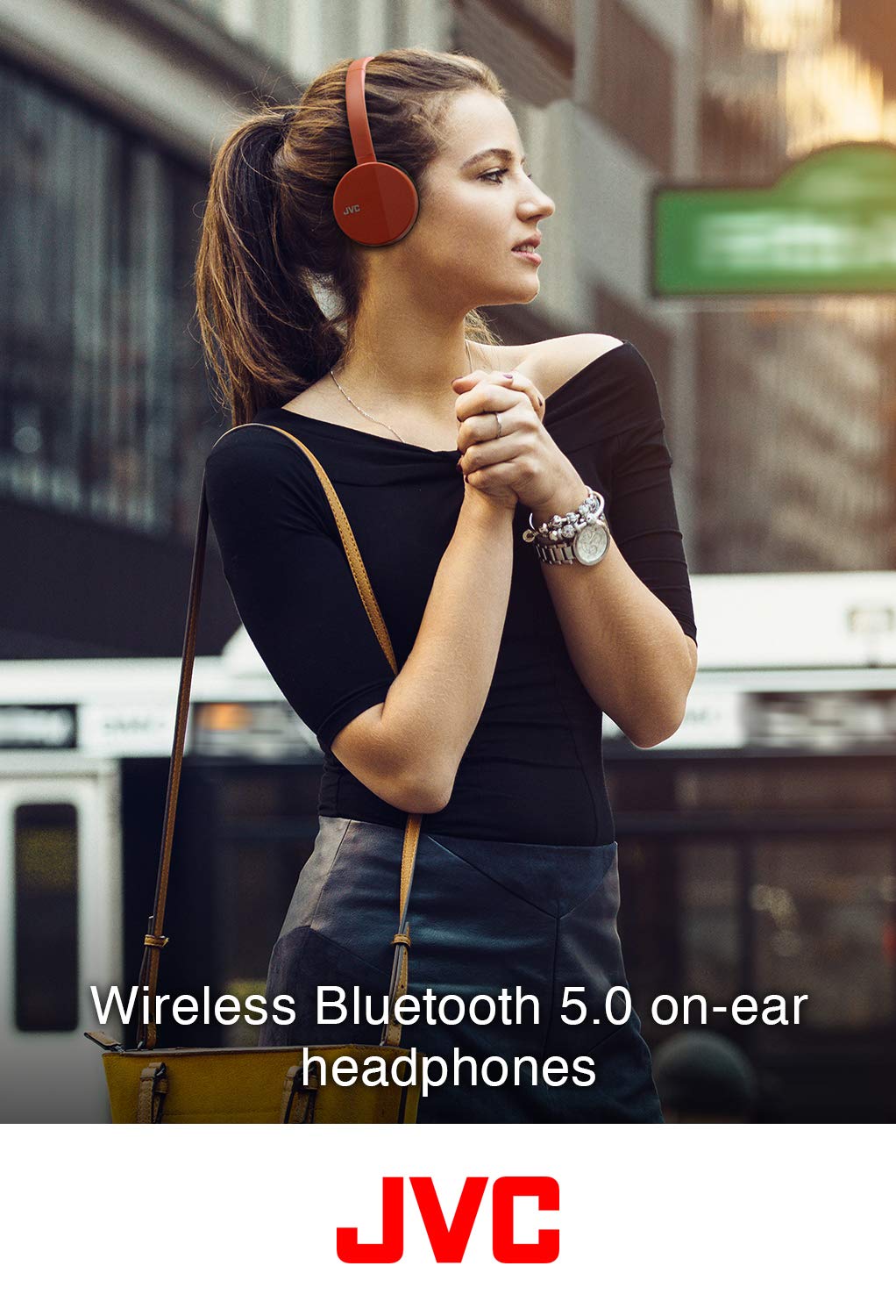 JVC HA-S23W Wireless Headphones - On Ear Bluetooth Headphones, Foldable Flat Design, 17-Hour Long Battery Life (Blue)