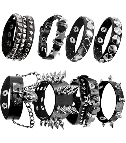 Amazon.com: NIGHTCRUZ Punk Leather Chain Bracelet, Goth Leather