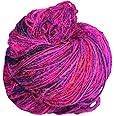 PREMIUM Recycled Sari Silk Yarn - Magenta shade 160 Yards | Good for Knitting, Crocheting and Jewelry Making