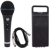 Rockville RMM-XLR Dynamic Cardioid Metal Microphone, Black, Professional | 10' XLR Cable, On/Off Switch, Steel Mesh Grill, 600 Ohm, Includes Mic Clip and Carry Case, Wired, Vocal/Stage/Podcast/Studio