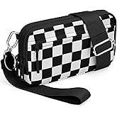 YINHEXI Crossbody Wristlet Wallet for Women, Small Checkered Phone Bag Wallet Purse, Nylon Travel Shoulder Bag for Women