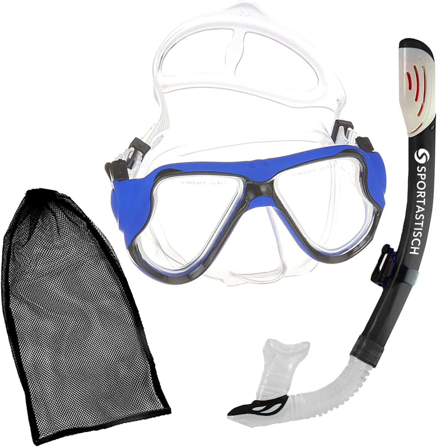 Sportastisch Snorkel set Snorkel Star | Professional dry snorkel | Anti-leak diving goggles with tempered glass and anti-fog | ideal for adults and kids from 10 years | up to 3 years warranty²