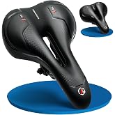 Topcrown Mountain Bike Seat Comfort Wide Bicycle Seat for Men Women | Waterproof Bike Saddle, Dual Shock-Absorbing Balls &amp; Memory Foam, Bike Seat Cushion Fit for Mountain, Road, Exercise Bike