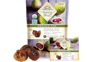Sunny Fruit Soft Organic Turkish Dried Figs - 1 Bag (5 Individual Portion Packs) | Healthy, Convenient Snack Packs | ORGANIC, NON-GMO, VEGAN, HALAL, KOSHER, NO PRESERVATIVES, NO SUGAR ADDED