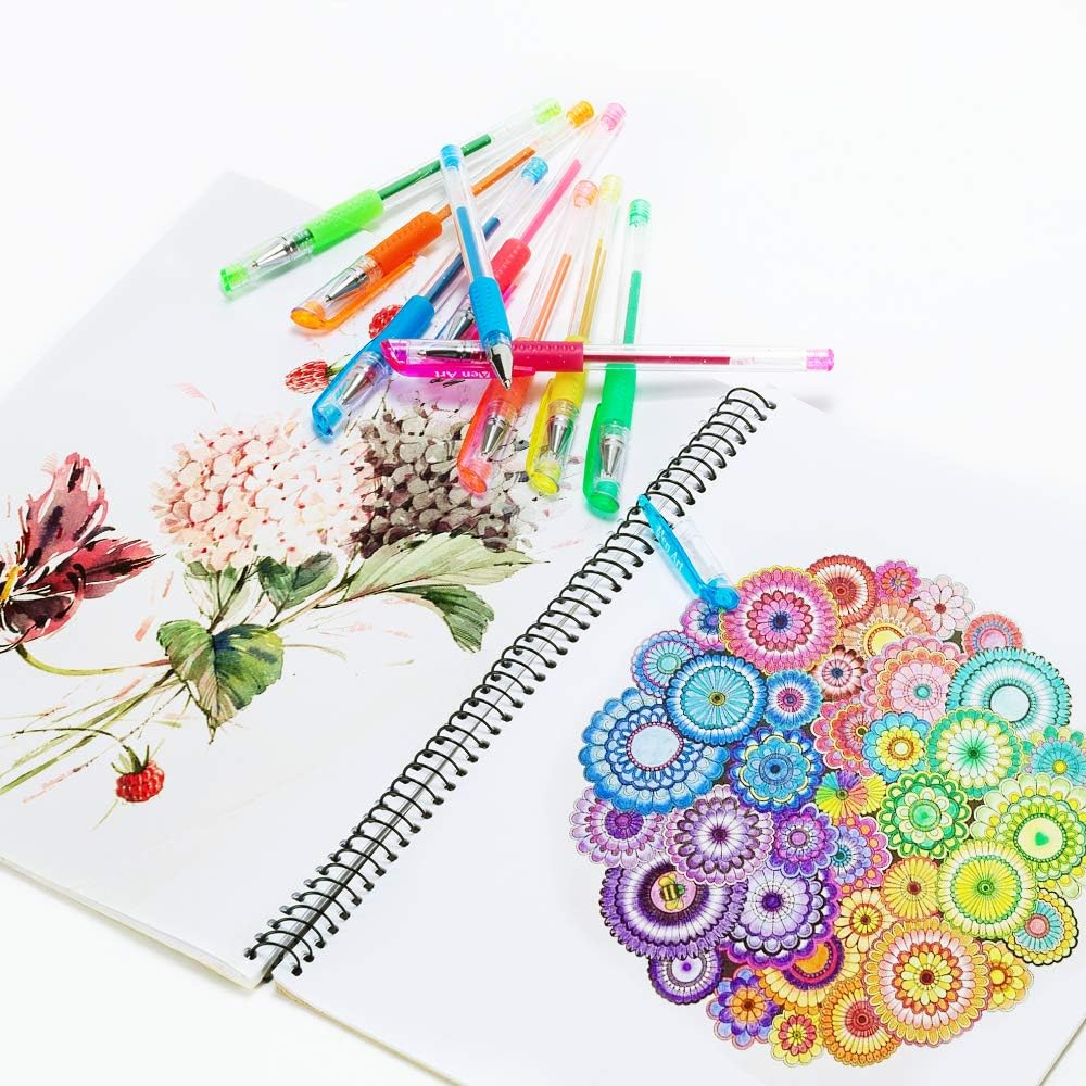 Gel Pens, 30 Colors Gel Marker Set Colored Pen with 40% More Ink for Adult Coloring Books, Drawing, Doodling Crafts Scrapbooks Bullet Journaling : Office Products