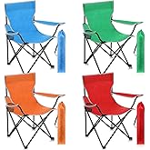Anglechic 4 Pcs Folding Camping Chairs with Cupholder and Carry Bag Regular Size Portable Lightweight Lawn Chair with Mesh Side Pocket for Fishing Hiking Picnic Beach Outdoor Party (Classical)