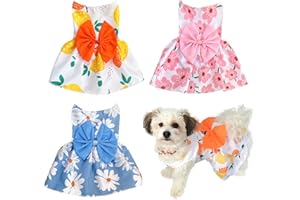 3 Pieces Dog Dresses Puppy Bowknot Luxury Princess Dress Floral Clothes Wedding Evening Dress Summer Outfits Tutu Skirt Cute 