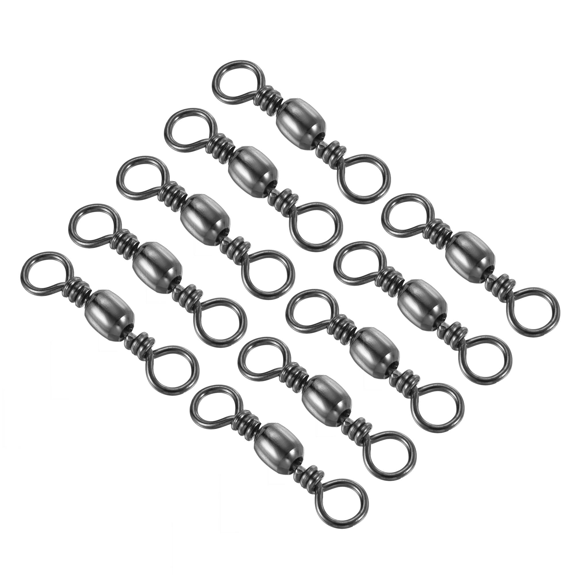 PATIKIL Fishing Barrel Swivels, 50Pcs 110LBS Stainless Steel Solid Ring Terminal Tackle for Saltwater Freshwater Fishing, Black