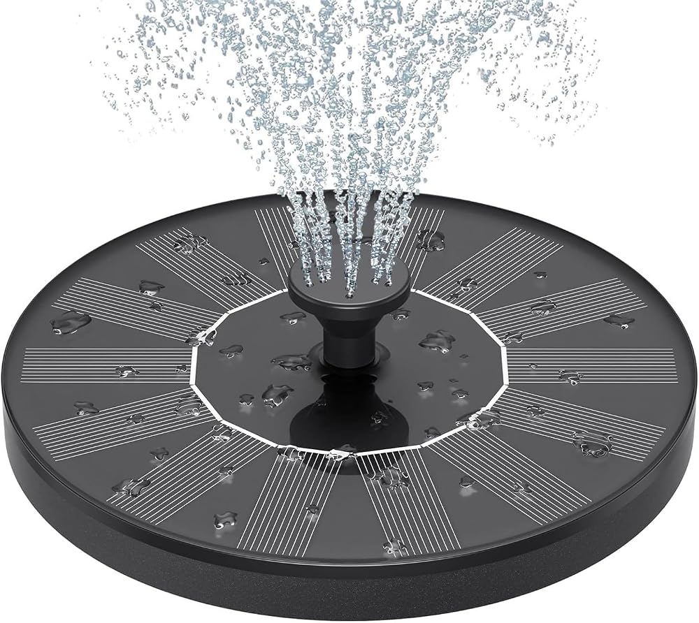 Estefanlo Solar Fountain Water Pump Garden Bird Bath 4 Nozzles