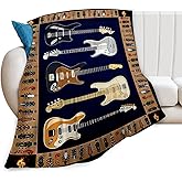 Cool Guitar Blanket Super Soft Warm Fluffy Flannel Music Throw Blanket Cozy Fuzzy Plush Bedding Blanket Gift for Boys Girls Teens Adults Couch Sofa 50