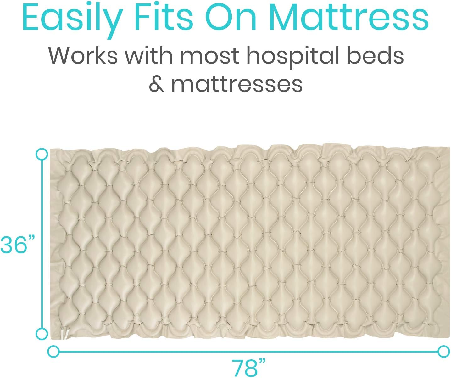 Vive Replacement Alternating Pressure Pad - Inflatable Low Air Loss Mattress Topper for Pressure Ulcer and Sore Relief Treatment - Fits Standard Hospital Bed - For Elderly, Seniors, Bedridden Patients: Health & Personal Care