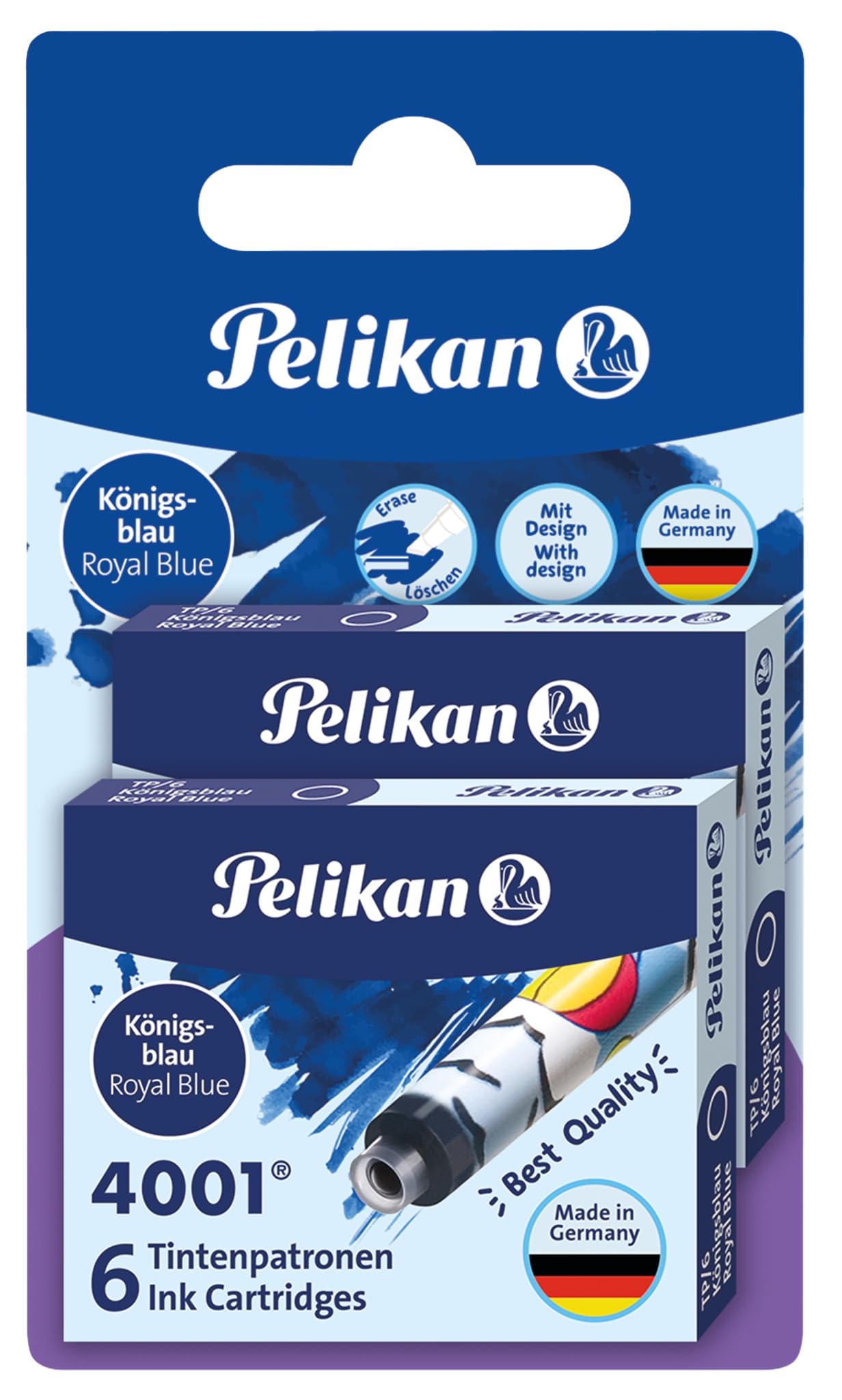 Pelikan 338269 ink cartridges 4001 royal blue, 2 Etui´S with 6 cartridges