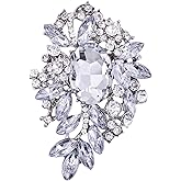 LAXPICOL Vintage Sparkly Austrian Crystal Flower Leaf Bouquet Clusters Big Large Brooch Pin for Women Gold Tone