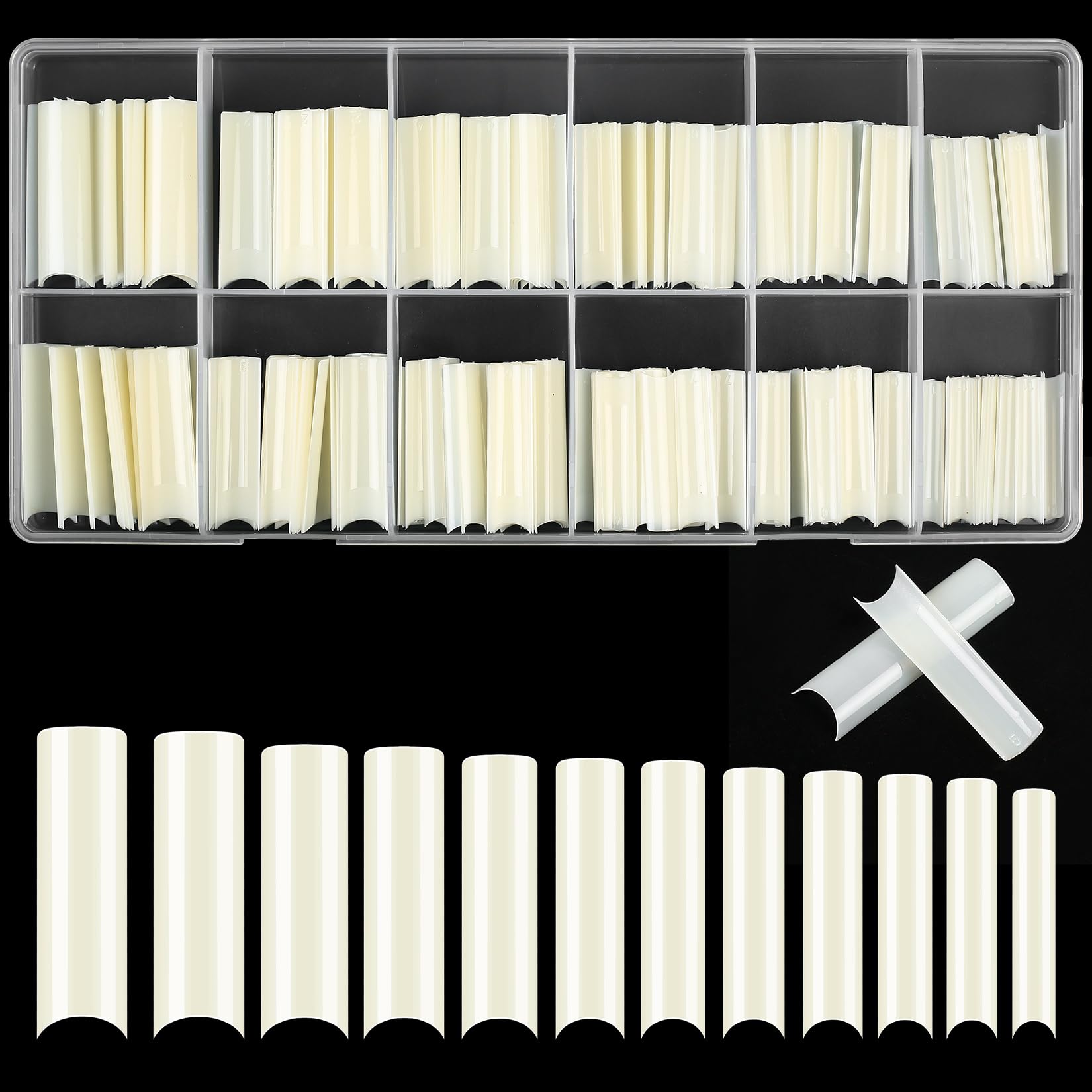 KOXXIAMOQ 240 Soft Gel Full Cover Nail Tips for Extensions, Clear Square Coffin Fake No C Curve Nail Tips, Long Acrylic False Nails Traceless (natural)