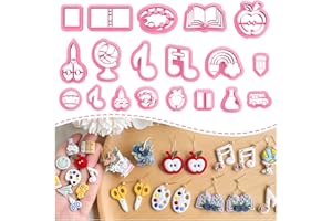 Keoker Back to School Clay Cutters - 19 Shapes Earring Cutters for Polymer Clay Jewelry Making