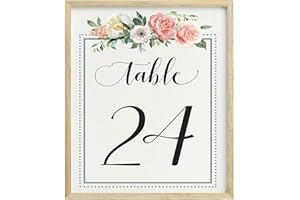 Darling Souvenir Calligraphy 1-20 Floral Table Numbers Wedding Reception Decor Table Cards (5x7 Inches)