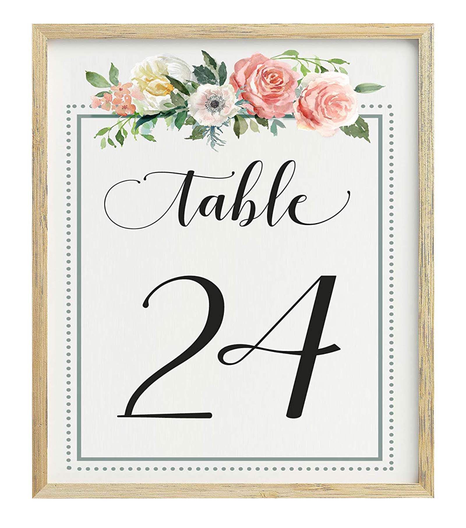 Darling Souvenir Calligraphy 1-40 Floral Table Numbers Wedding Reception Decor Table Cards (5x7 Inches)