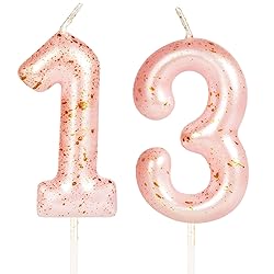 Hongplus Pink Gold Number 13 Candles, 13 Birthday