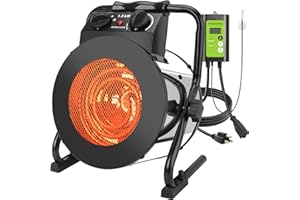 Orvella Greenhouse Heater with Digital Thermostat, 1500W Grow Tent Heater, Overheat Protection & Fast Heating, Electric Space Heaters for Patio, Garage, Greenhouse, Flower House, Sliver