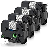 TZe-141 TZe141 TZe TZ Tape 18mm 0.7 Laminated Clear Replacement for Brother P Touch Label Tape 3/4 Inch Label Maker Tape, Compatible with PT-D400 PT-D410 PT-D600 PT-D610BT PT-P700BT, 4-Pack