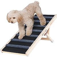 VEVOR Dog Ramp, Folding Pet Ramp for Bed, Adjustable Dog Ramp for Small, Large, Old Dogs & Cats, Wooden Pet Ramp with 39.3" L