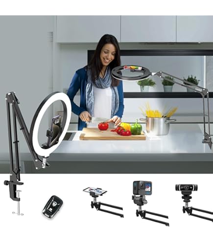 Ring Light Cooking Video Tripod 10'' Ring Light Tripod Kit For