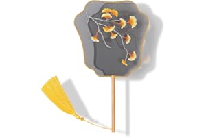 YUELAI Translucent Silk Embroidered Hand Held Fan, Chinese Round Fan, Ancient Hand Fan,Traditional Palace Paddle Dance Fan, Vintage Double-Sided Pattern Fan